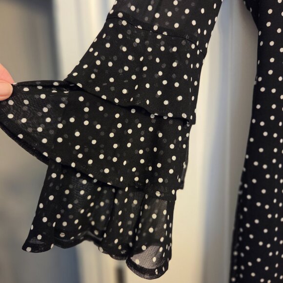 INC Black with white polka dots. Sheer bell sleeve zippered back. Size XL. NWT - Picture 2 of 7
